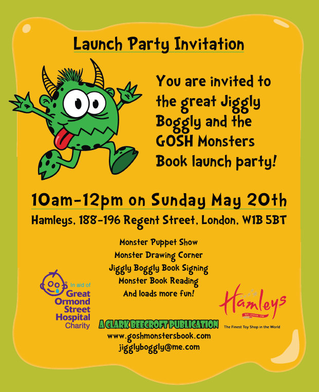 GOSH Monsters children book illustration invite to launch