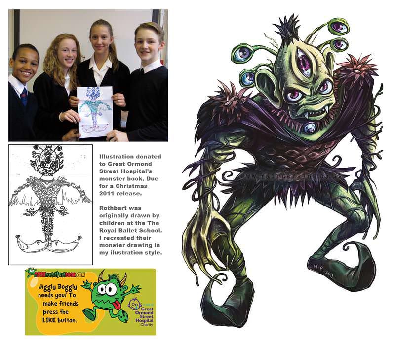 Mair Perkins' illustration for the GOSH Monster book fundraiser for Great Ormond Street Hospital