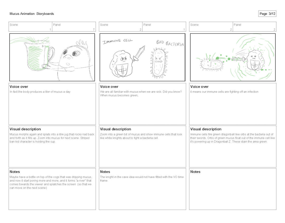 Mucus Animation Storyboard