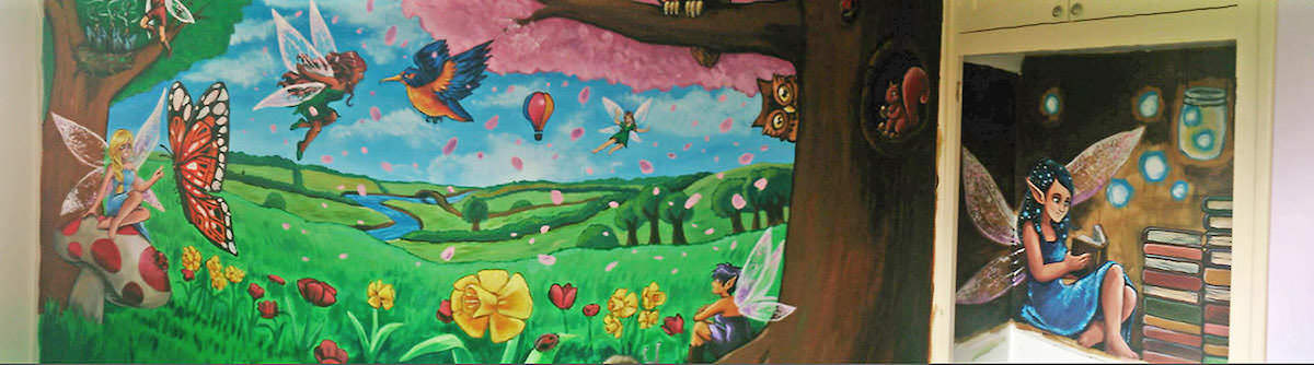 panorama painting childrens woodland fairy mural