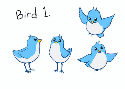 carton bird character design option 1