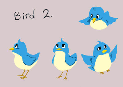 carton bird character design option 2