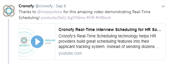 Tweet from Cronofy about their animation
