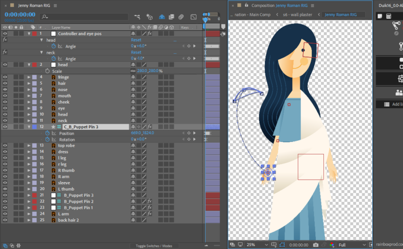 Jenny character rig with Duik in After Effects