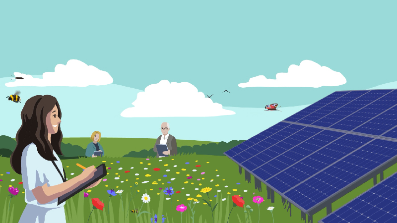 The potential for solar parks to become habitats for pollinators.