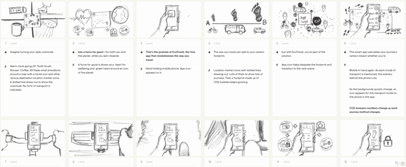 Sketched storyboards