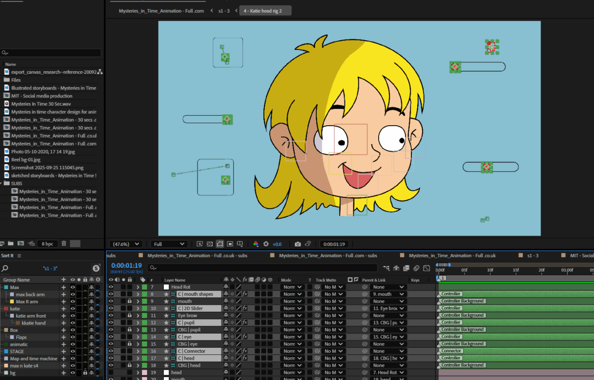 Facial rig for a character in After Effects
